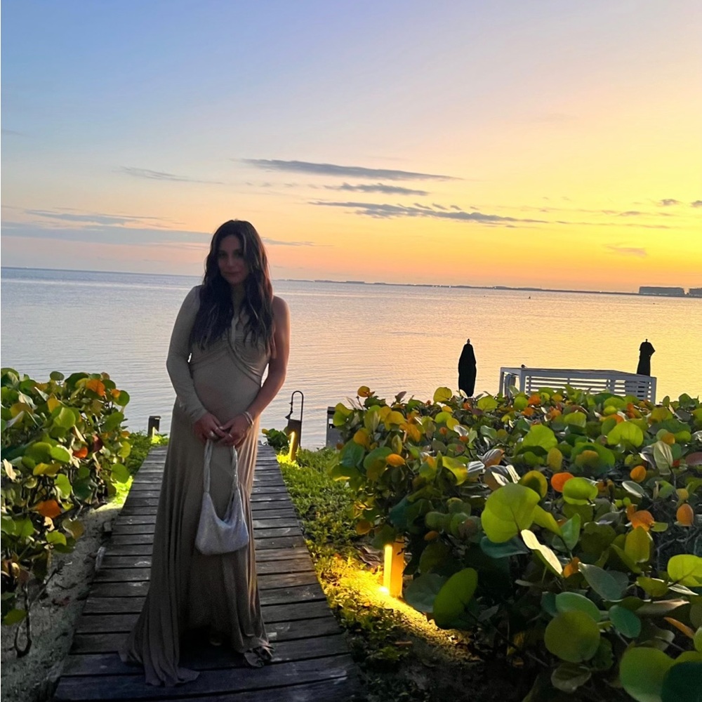 L'Academie Elegant Tan Maxi Dress